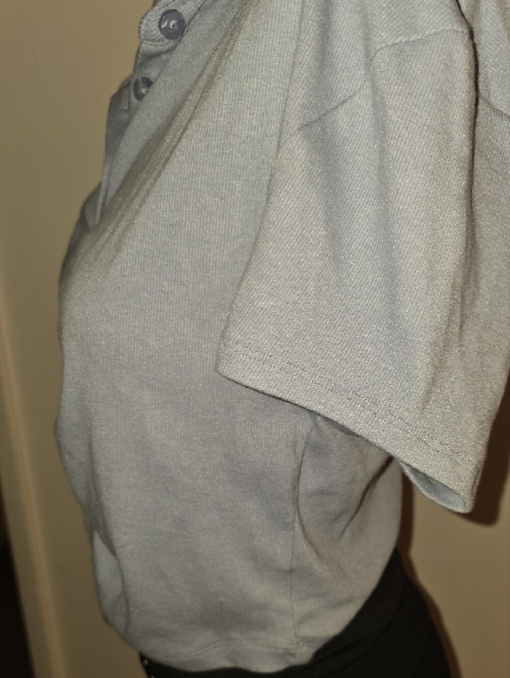 Aeropostale Light Blue Cropped Button-Front Polo - Picture 4 of 7